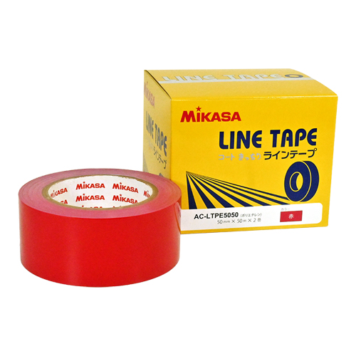 AC-LTPE5050-R ラインテープ 赤 伸びないタイプ 5cm幅 2巻入