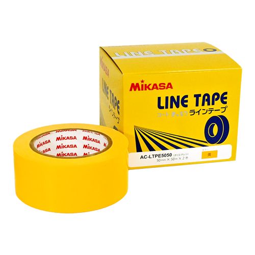 AC-LTPE5050-Y ラインテープ 黄 伸びないタイプ 5cm幅 2巻入
